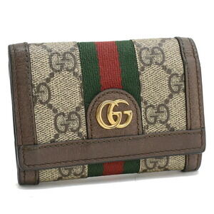 Gucci Tri fold Wallet Ophidia GG Supreme Sherry Line Beige